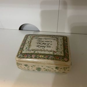 Aubrey Jeannes Expression Happy Anniversary Footed Jewerly Trinkets Box Glass